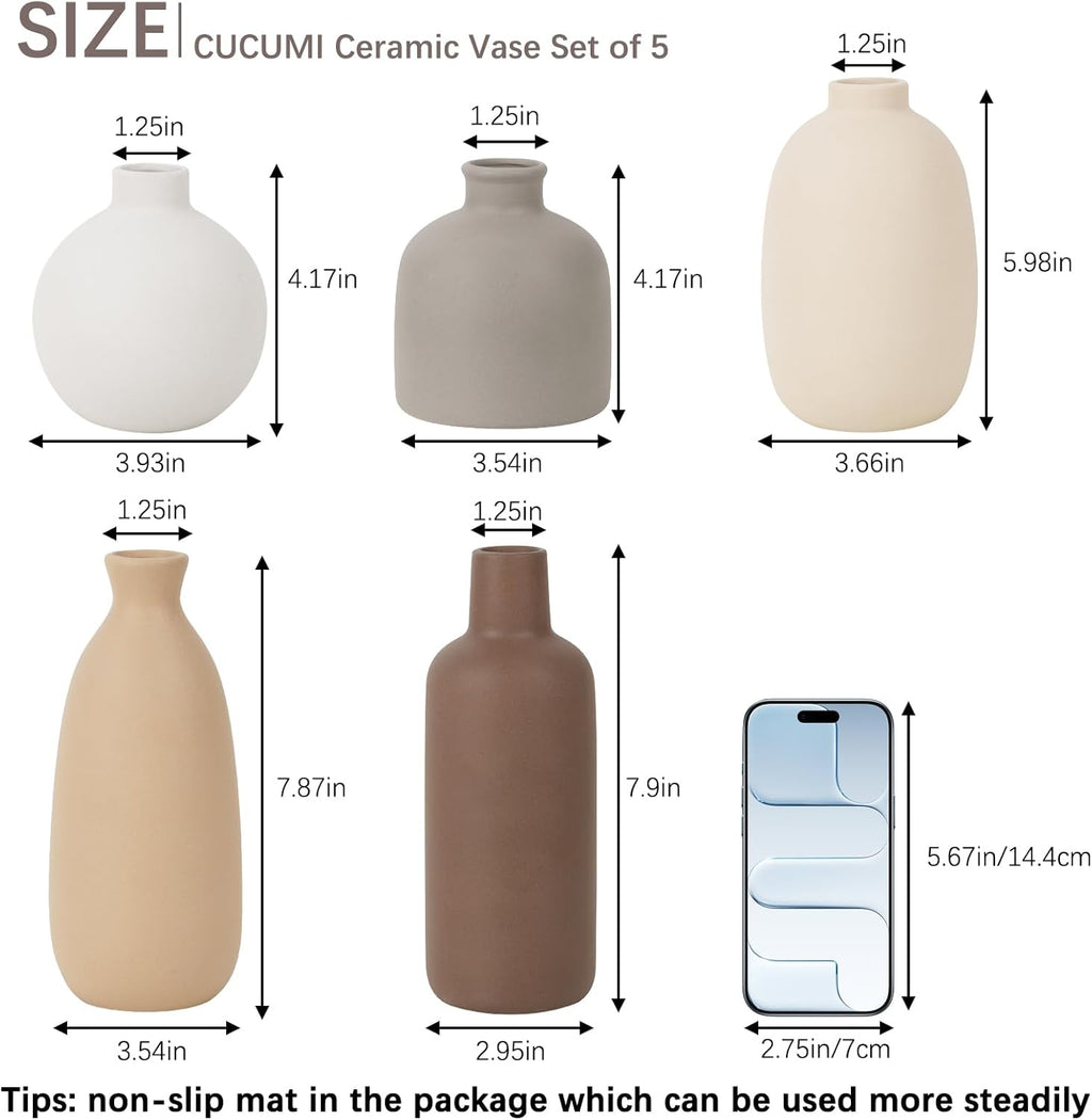 Modern Ceramic Vase Set of 5