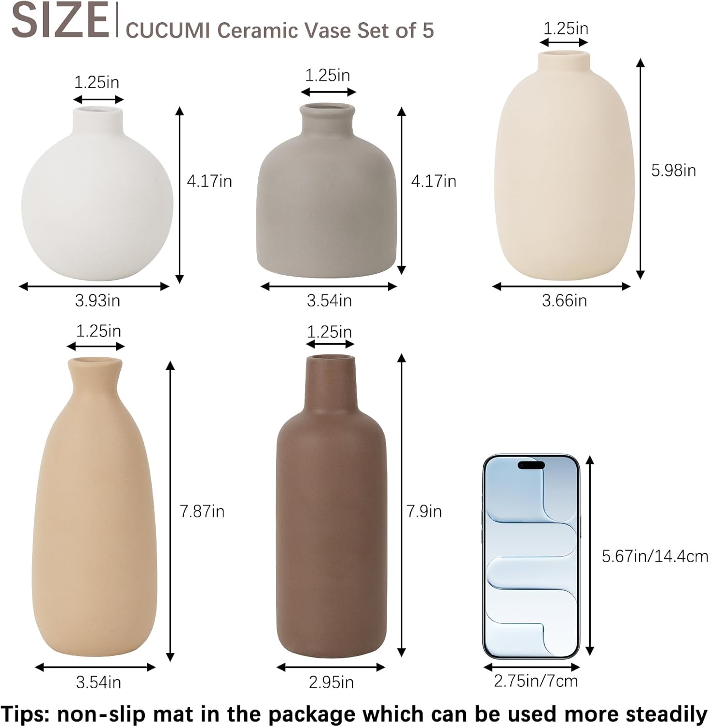 Modern Ceramic Vase Set of 5