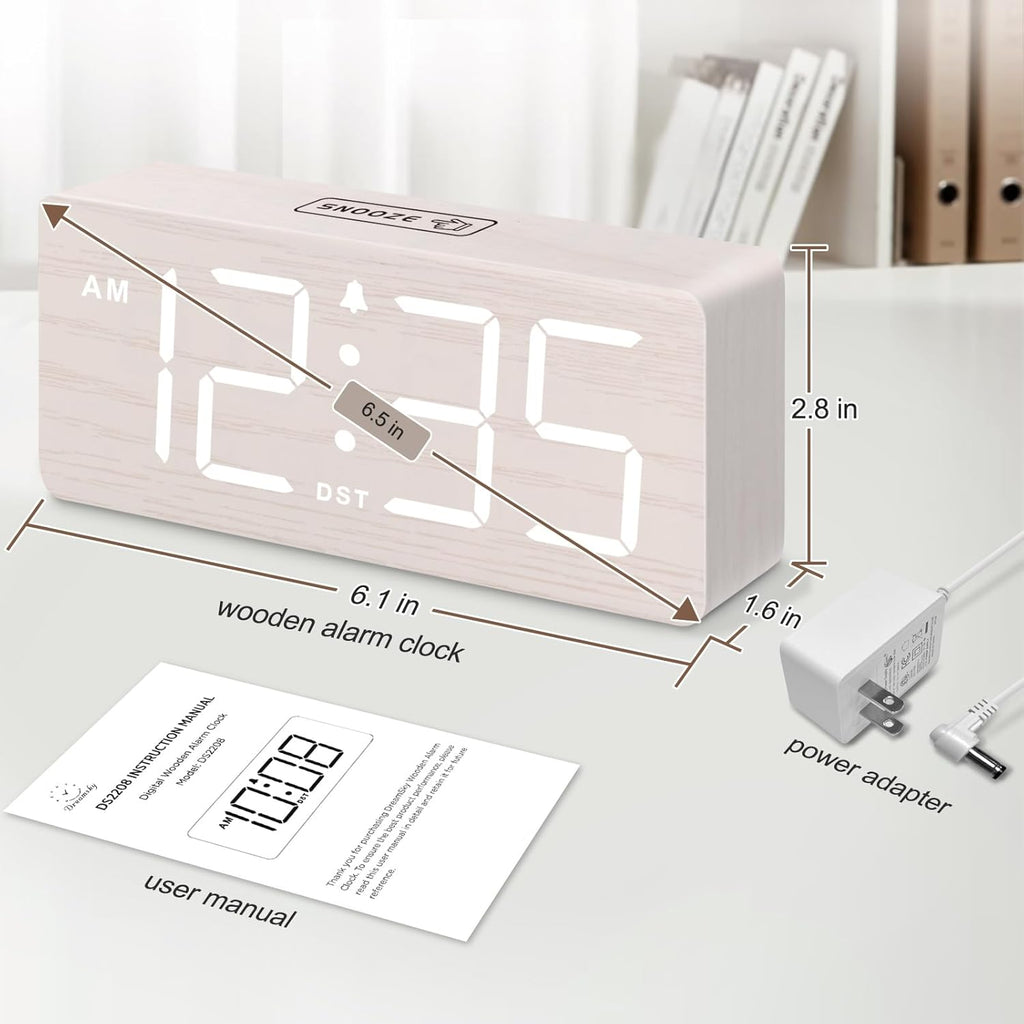 DreamSky Wooden Digital Alarm Clock for Bedroom