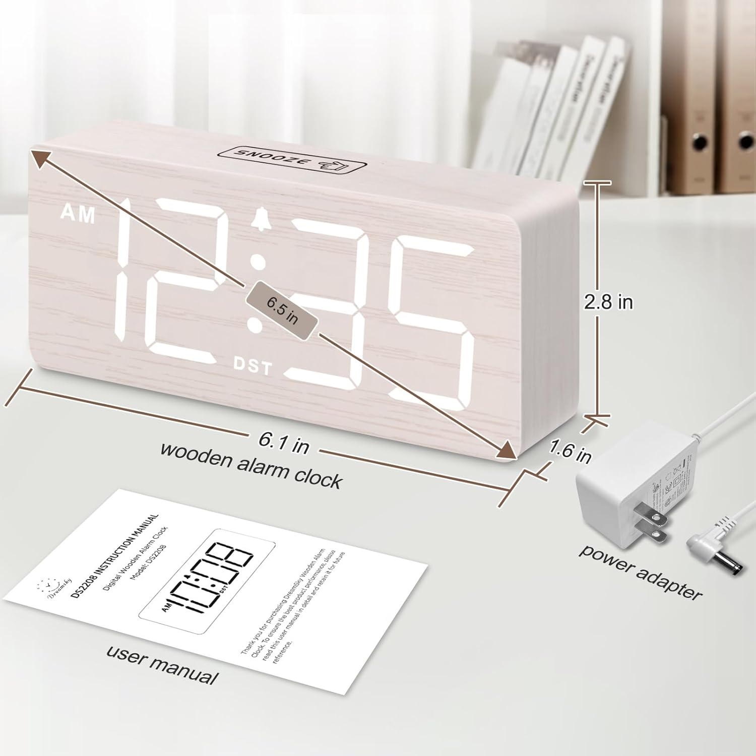 DreamSky Wooden Digital Alarm Clock for Bedroom