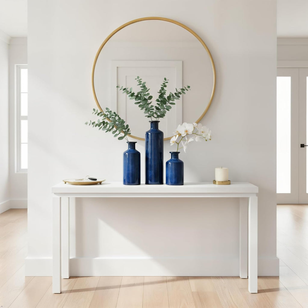 Mowtanco Blue Ceramic Vase Set of 3 Small Vases