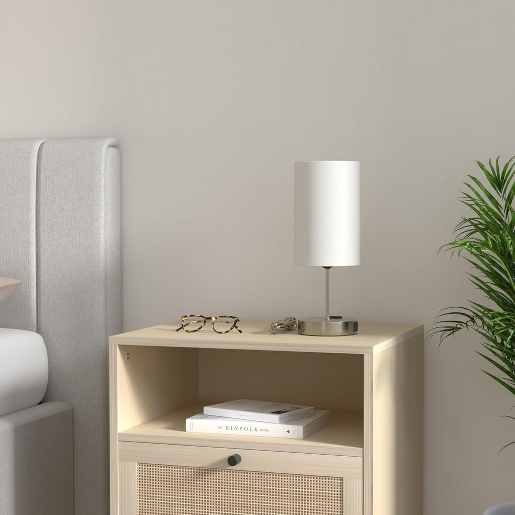 Set of 2 Touch Control Table Lamps with 2 USB Charging Ports&AC Outlet