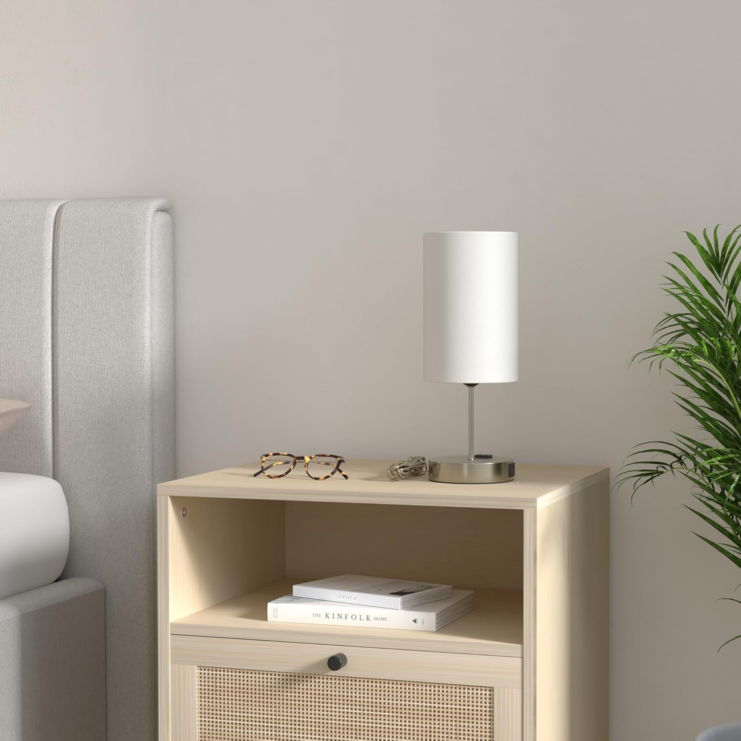 Set of 2 Touch Control Table Lamps with 2 USB Charging Ports&AC Outlet