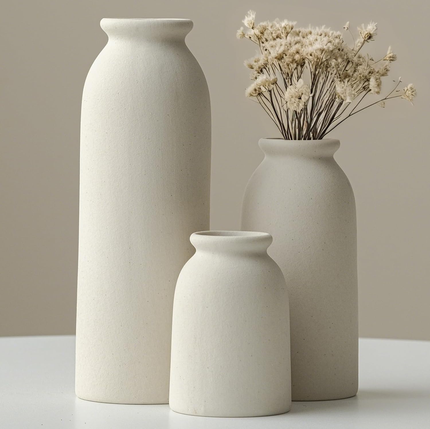 Ceramic Vase Set-3 (Beige)