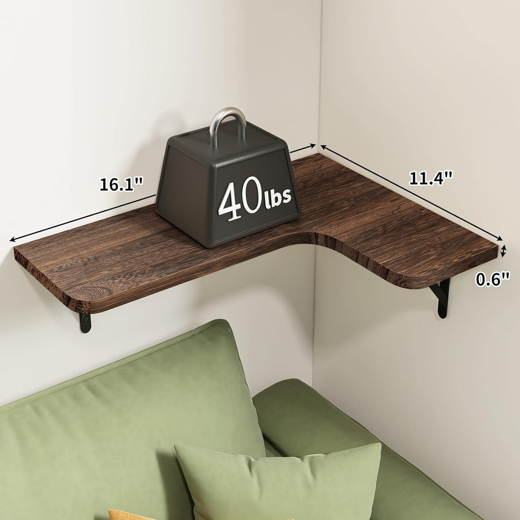 Fixwal Corner Floating Shelves for Wall, Rustic Wood Wall Mounted Shelf