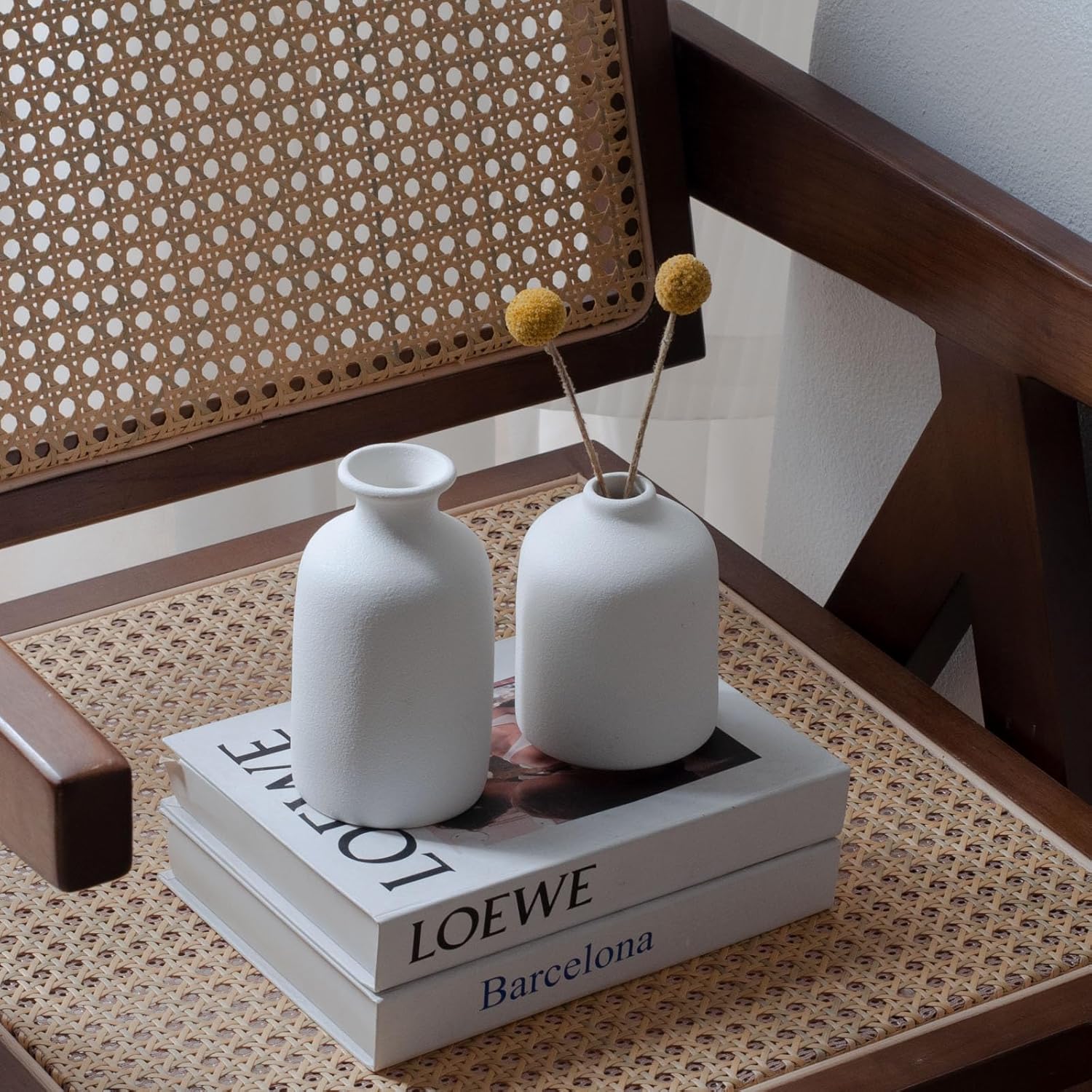 White Ceramic Vase Set of 4 (white)