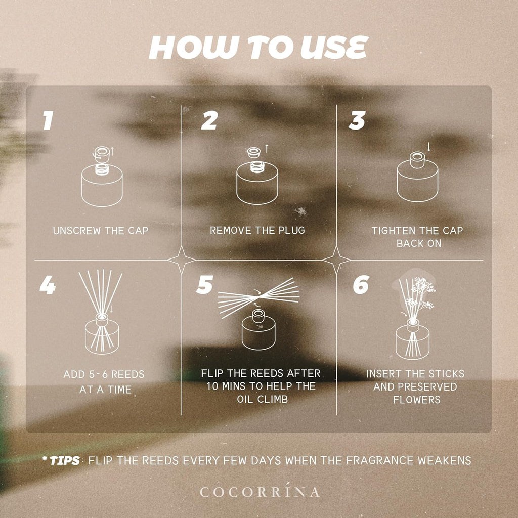 Cocorrína Reed Diffuser Set, Clean Linen 6.7 fl oz Scented Diffuser with Sticks